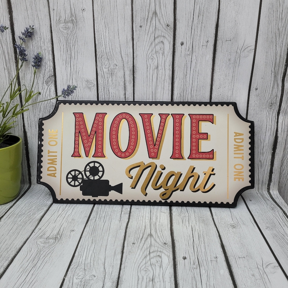 Wooden Movie Night Ticket Sign